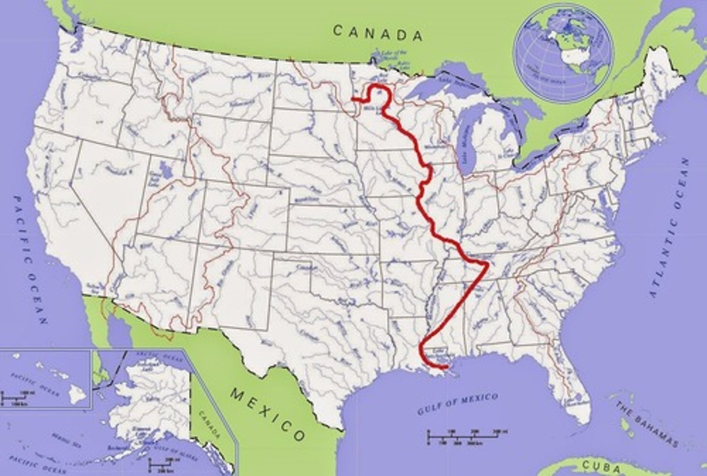 <p>Name <span style="text-decoration:underline">one</span> of the two longest rivers in the United States?</p>