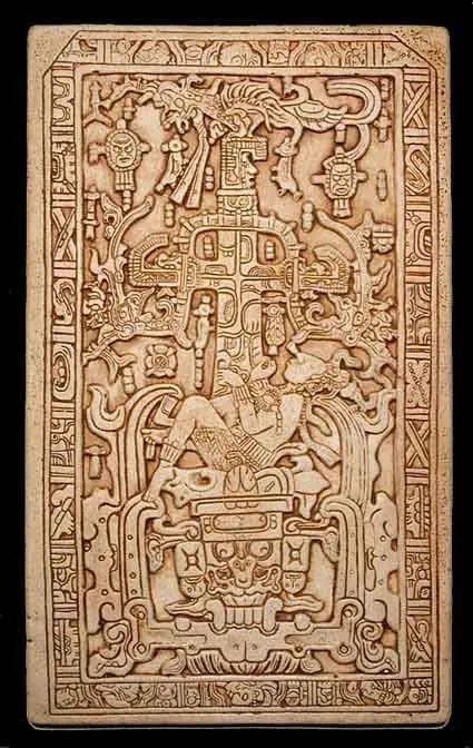Lid of the Sarcophagus of Pakal the Great, from Pakal’s tomb, Palenque, Mexico, Maya culture, 683 CE
