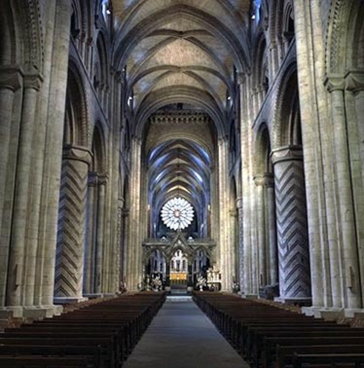 <p>What Romanesque church is known for its rib vaulting?</p>