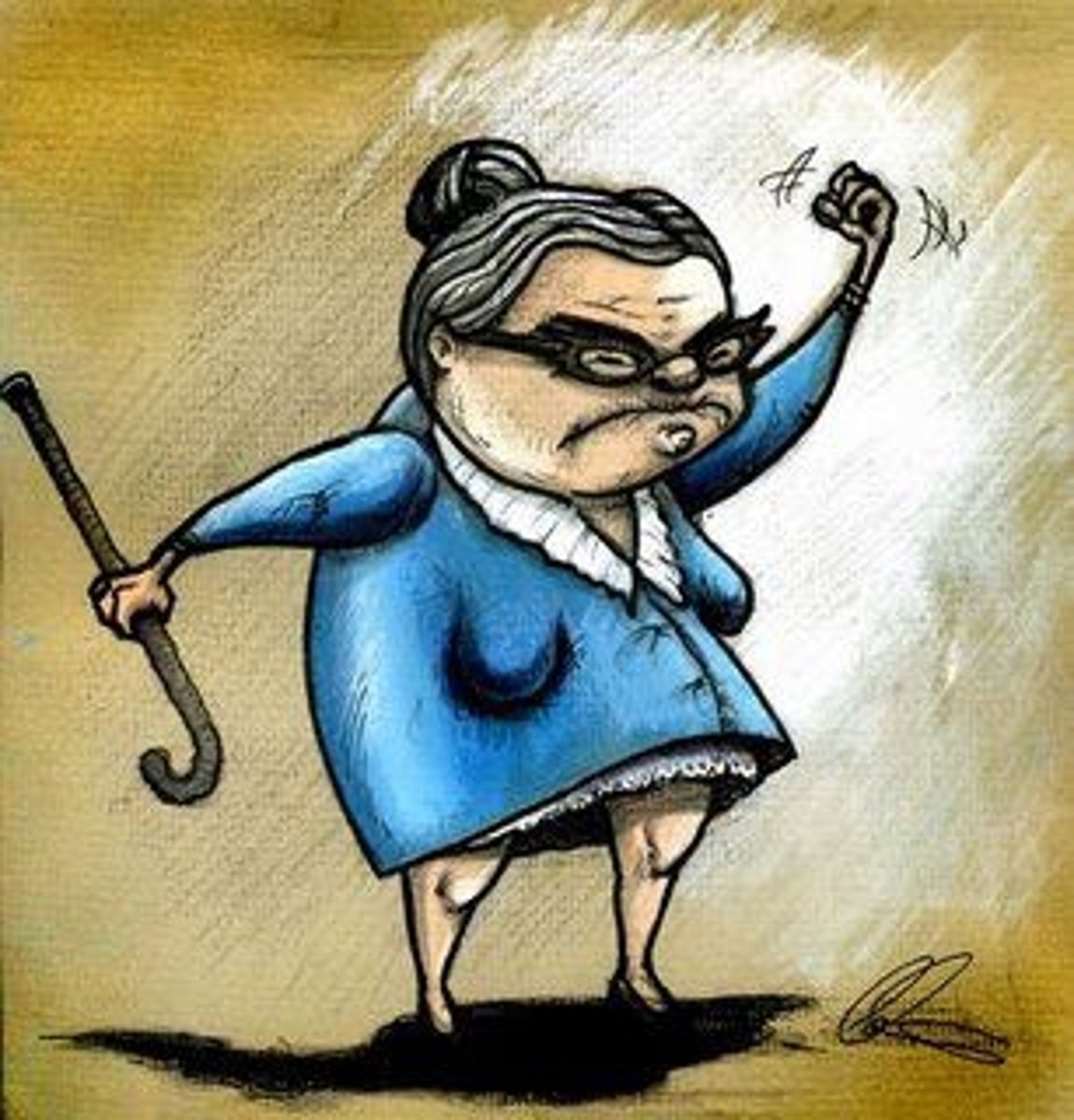 <p>a person who gets annoyed easily, often an old person</p>