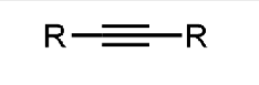 <p>At least one triple bond between carbons</p>
