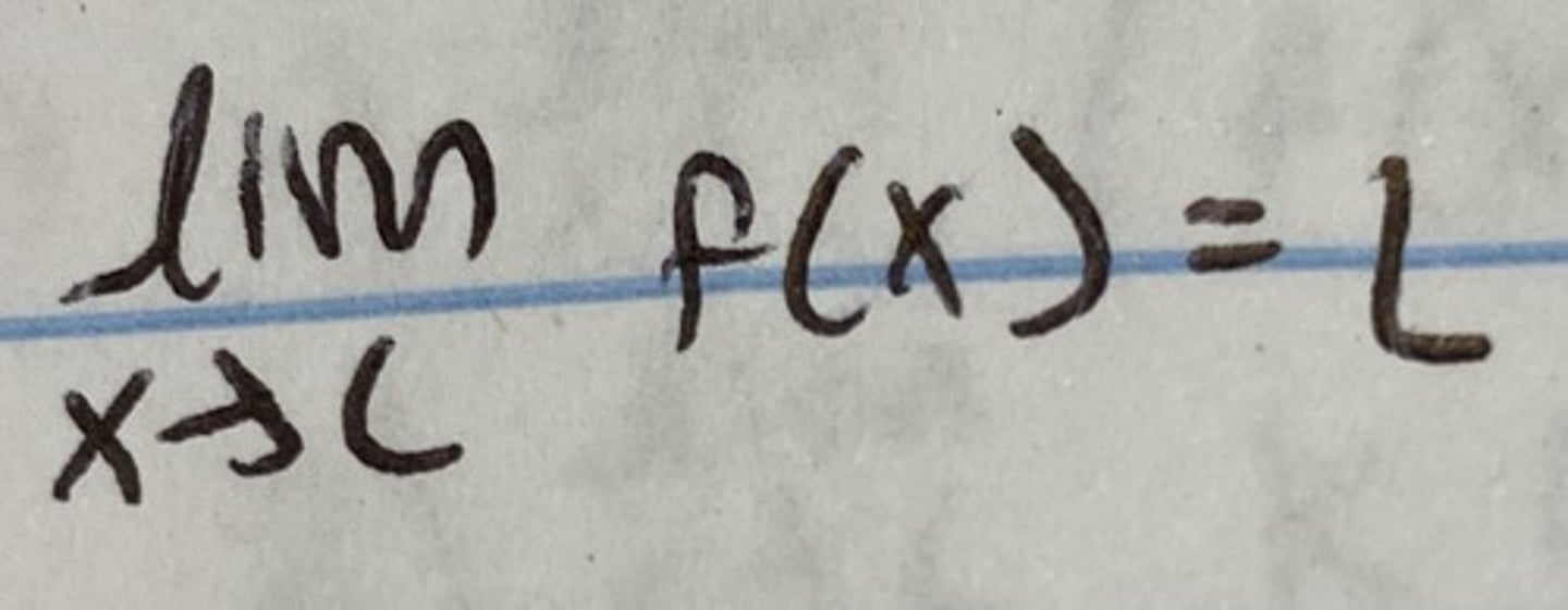 <p>When x "gets close" to c, f(x) "gets close" to L</p>
