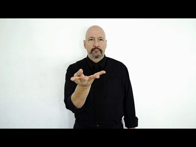 <p>Put your left hand in the “4” handshape; move your hand in a circular motion away from your body</p>