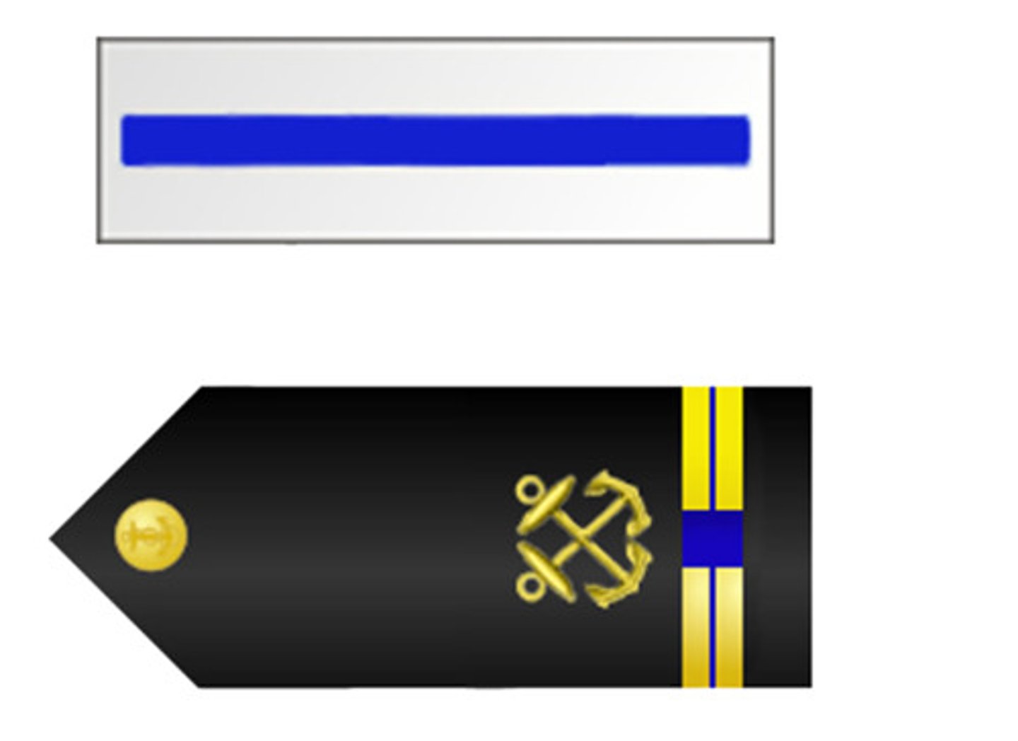 <p>Silver bar, 1 blue line</p><p>1/2" Gold Stripe</p><p>1 Horizontal Blue Line</p><p>1 Blue Break</p>