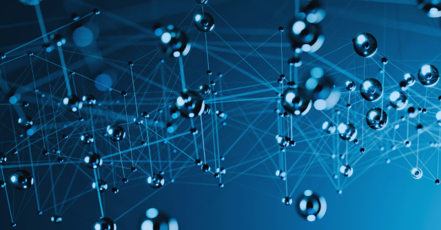 <p>Mutually linked or joined together in a complex network.</p><p></p>