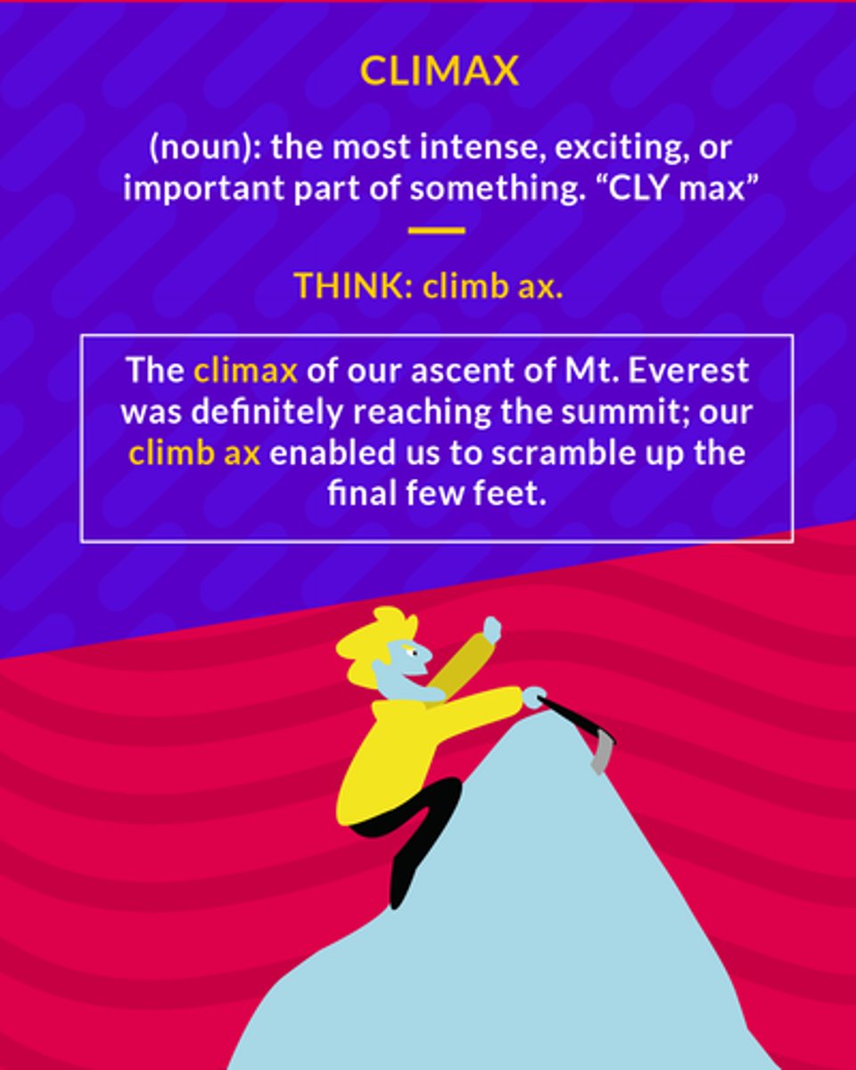 <p>the most intense, exciting, or important point of something; a culmination or apex.</p>