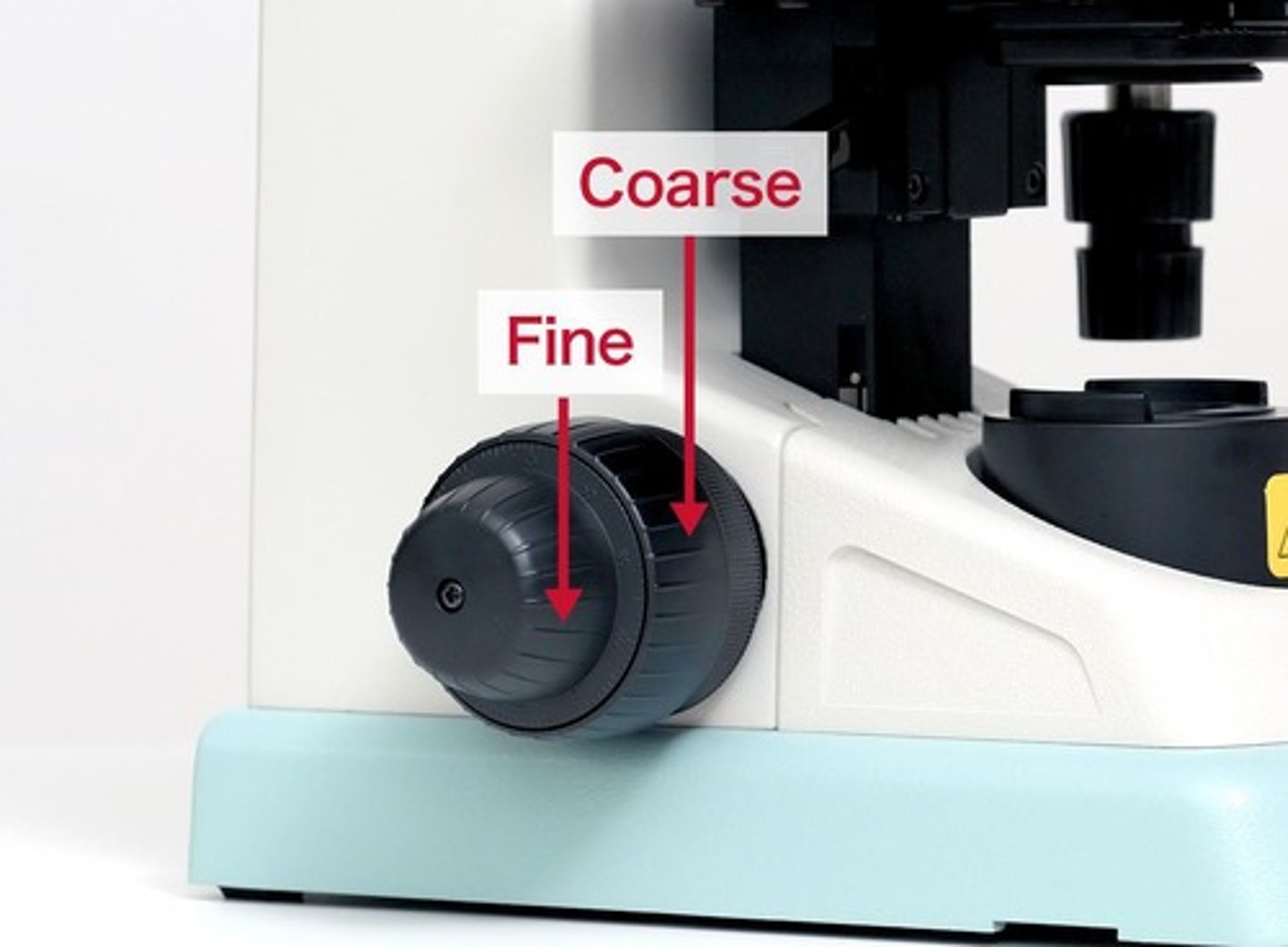 <p>Fine adjustment knobs and coarse adjustment knobs.</p>