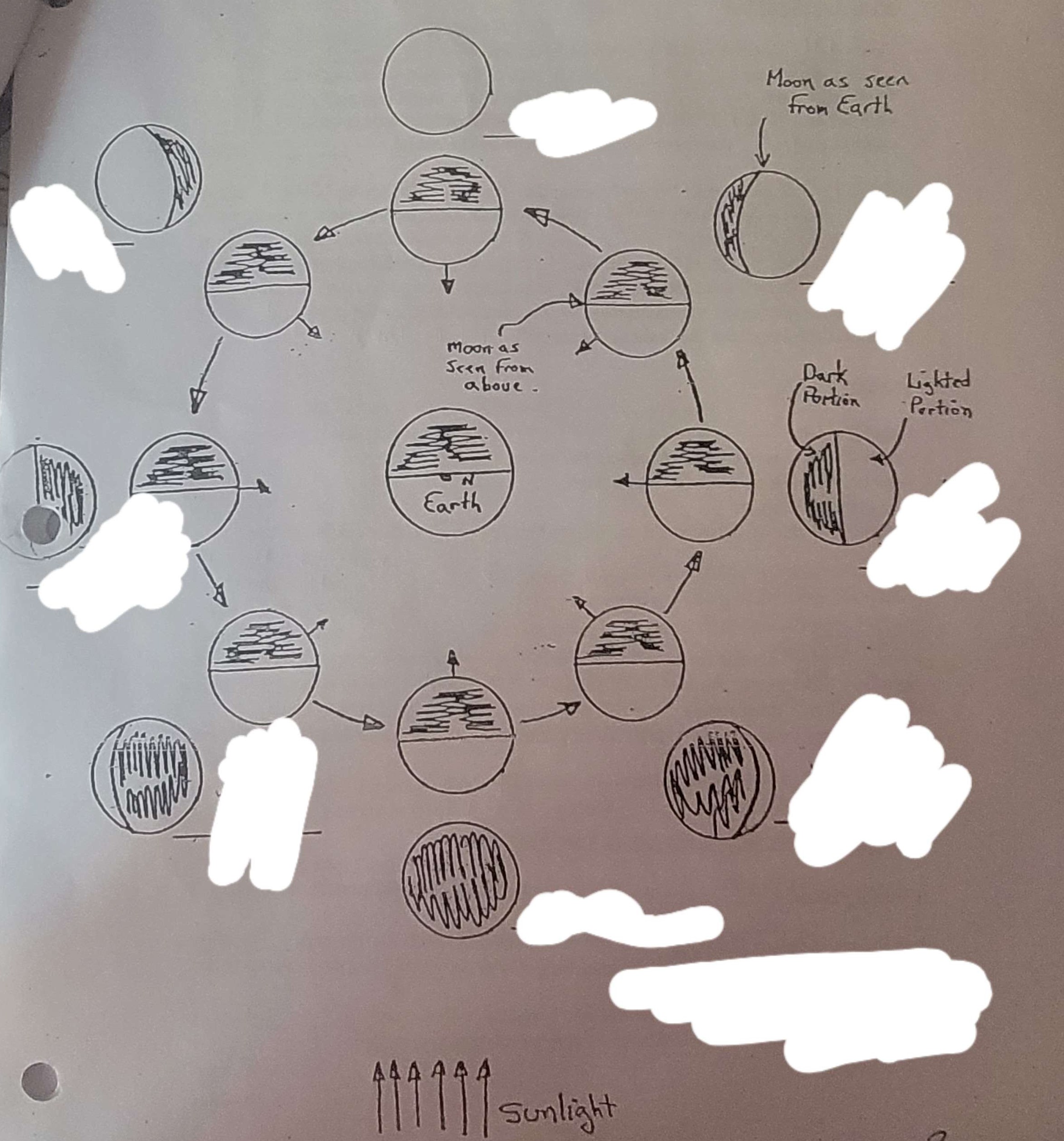 <p>What are all the phases of the moon? (Start from bottom, go right aka how arrows point)</p>