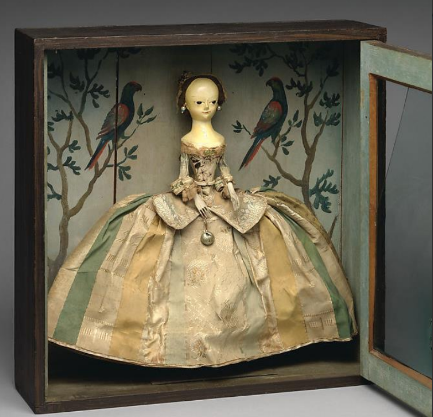 <p>A fashion doll sent by dressmakers and merchants to clients </p>