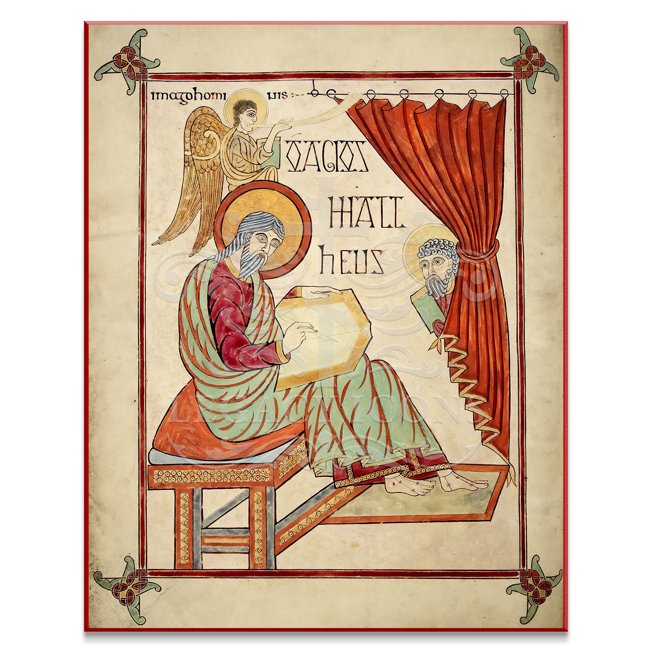 <p>Saint Matthew, Lindisfarne Gospels, ca. 700, tempera on vellum, 131/2 × 91/4″ (34.3 × 23.5 cm)</p>