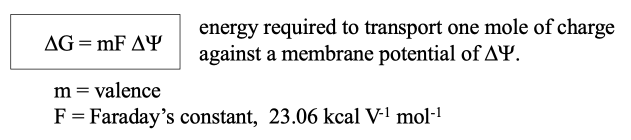 <p>energy required to transport one mole of charge against a membrane potential&nbsp;</p><p></p>