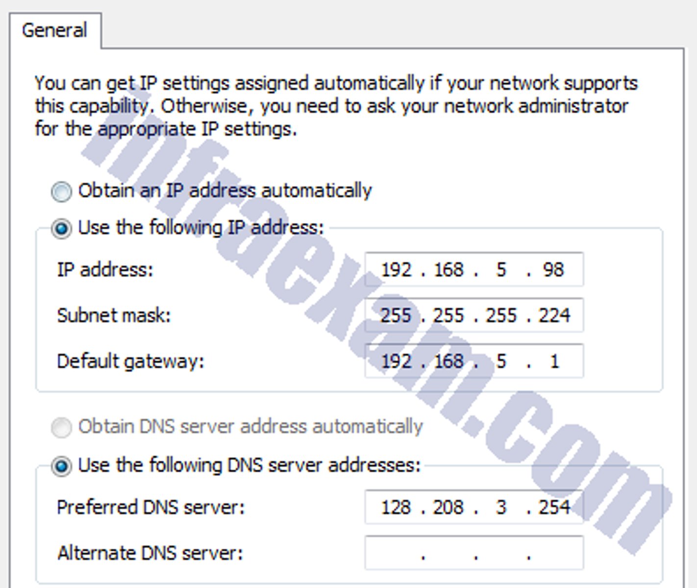 <p>default gateway address</p>