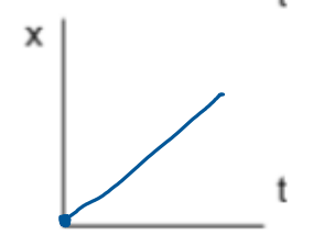 <p>positive slope, linear, starts at origin</p>