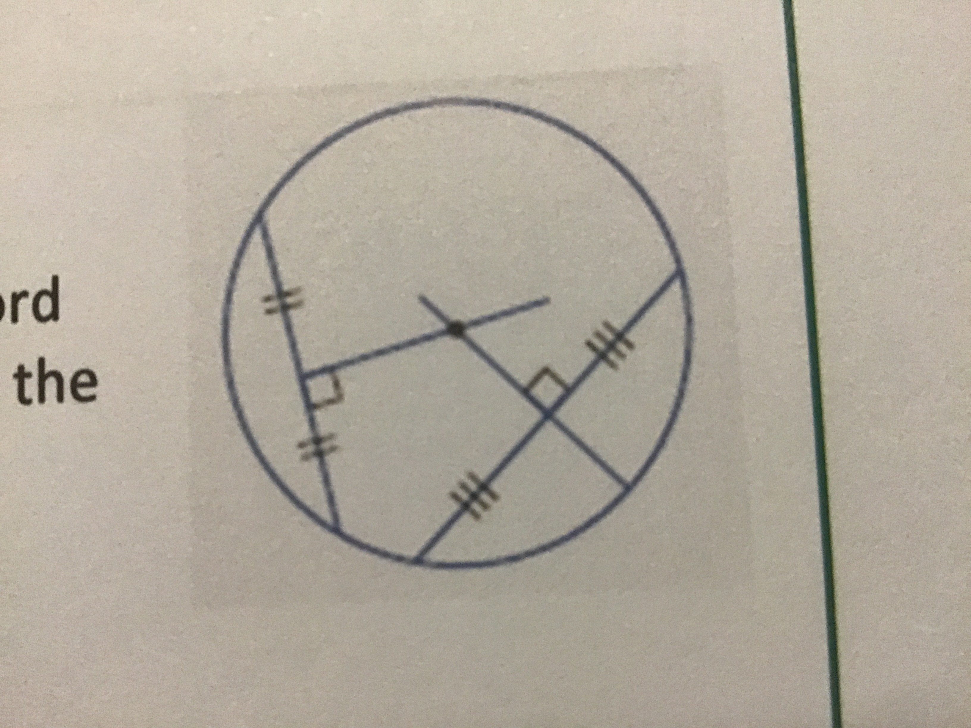 The perpendicular bisectors of every chord of a circle intersect at the centre of the circle
