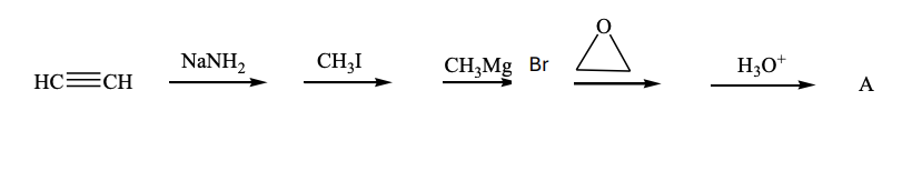<p>What is the product, A, that would be obtained from the following reaction sequence?</p>