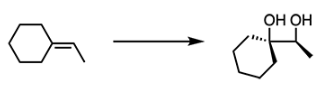 <p>What reagents are needed for the following reaction?</p><p>&nbsp;<span><strong>A.&nbsp;1) mCPBA</strong></span></p><p><span><strong>B.&nbsp;1) BH<sub>3</sub>/THF 2) H<sub>2</sub>O<sub>2</sub>/OH<sup>-</sup></strong></span></p><p><span><strong>C.&nbsp;1) O<sub>3</sub> 2) H<sub>2</sub>O<sub>2</sub></strong></span></p><p><span><strong>D.&nbsp;1) Cold, dilute KMnO<sub>4</sub>, NaOH</strong></span></p><p><span><strong>E.&nbsp;1) H<sub>2</sub>/Pt</strong></span></p>