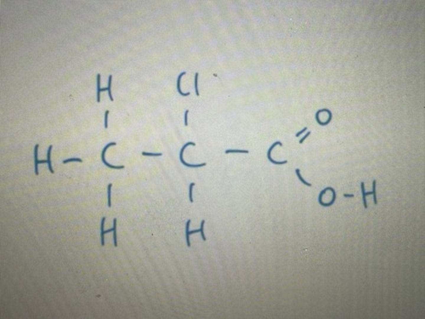 <p>Displayed formula for 2-chloropropanoicacid</p>