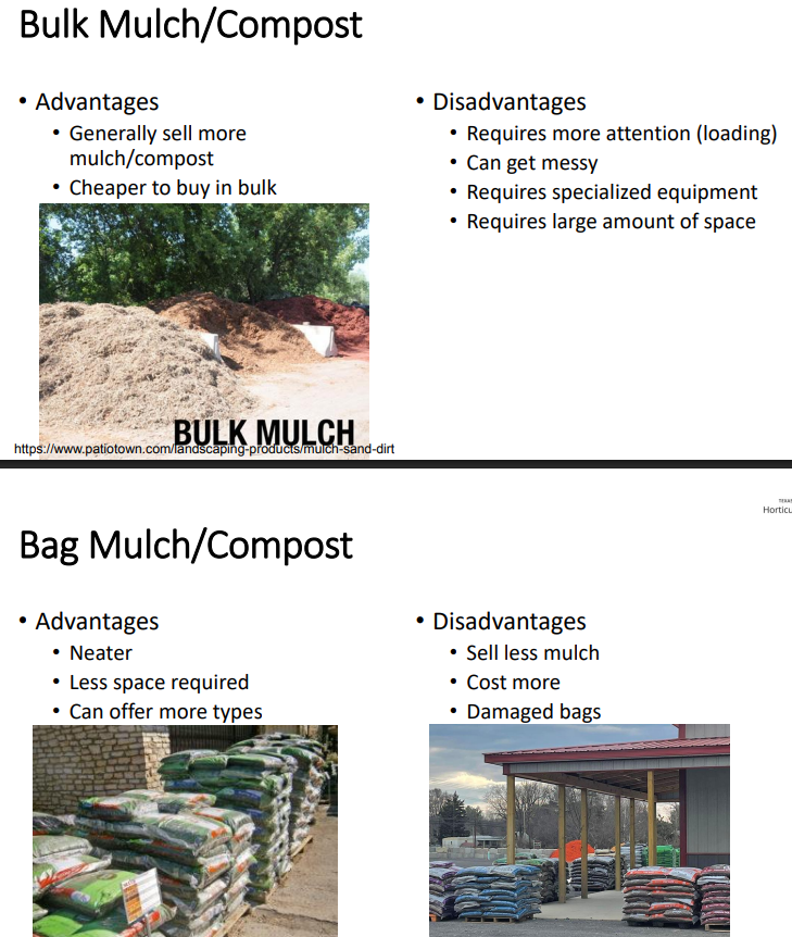 <p>these dyed mulches are made from woefully under-composted wood OR... Recycled wood that might contain CCA (chromated copper arsenate)</p>