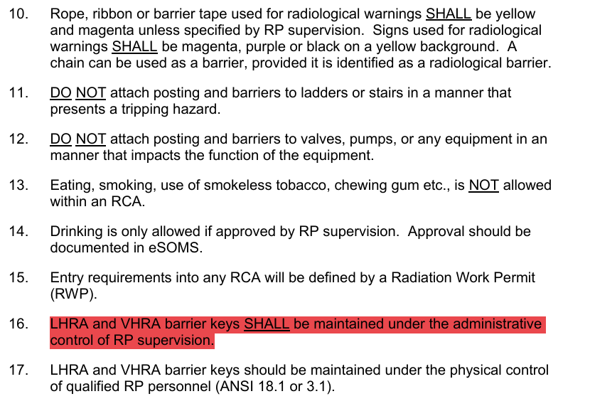 <p>NMP-HP-302 Restricted Area Classification, Postings, and Access Control</p><p>LHRA and VHRA Key Control</p><p><strong>80% RULE FOR ALL POSTINGS</strong></p>