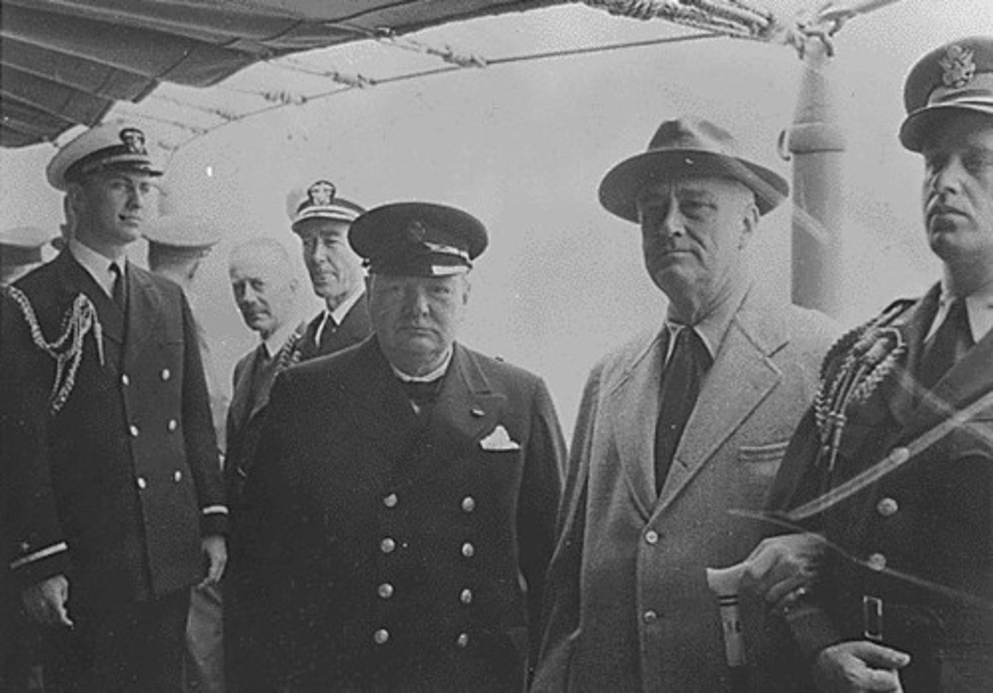 <p>held in August 1941; Winston Churchill secretly met with Roosevelt on a warship off the coast of Newfoundland; first of a series of history-making conferences between the two statesmen for the discussion of common problems, including the menace Japan</p>