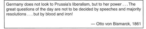 <p>What term is used to describe Bismarck's beliefs expressed in this quote?</p>