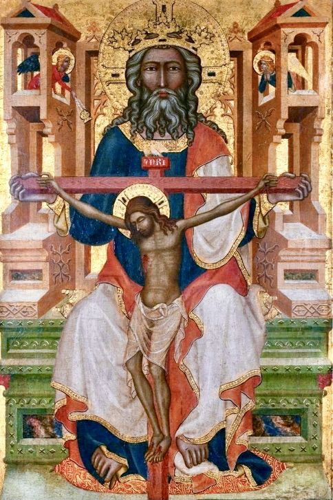 <p><span>Przedstawienie ukazujące </span>Trójcę Świętą<span>, Bóg Ojciec trzyma w dłoniach swego Syna ukrzyżowanego. Duch Święty jest ukazywany w postaci gołębicy umieszczanej najczęściej nad krucyfiksem.</span></p>