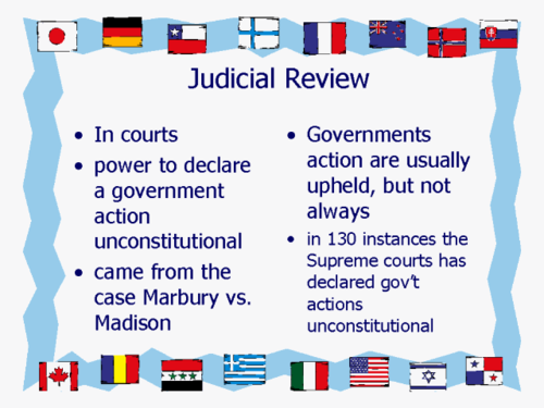 <p>Established the principle of judicial review in the United States, meaning that American courts have the power to strike down laws, statutes, and some government actions that they find to violate the Constitution of the United States.</p><p>(Declared the judiciary act of 1789 unconstitutional)</p>