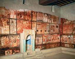 <p>Showed scholars that Judaism WAS a visual religion contrary to popular belief. Visuals were stories directly from the Bible (Moses crossing of the Red Sea), with no symbolism</p>