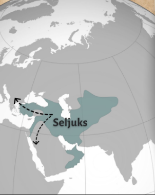 <p>● Nomadic Turkic peoples</p><p>● Migrated from Central Asia into Middle East</p><p>● Took over Abbasid territory during Abbasid decline and took Baghdad in 1055</p><p>● Viewed as restorers of Sunni Muslim unity</p><p>● Weakened by Mongol invasions</p><p>● Ultimately succeeded by the Ottomans who maintained much of Seljuk culture and traditions</p>