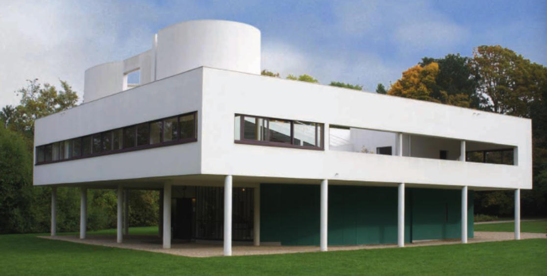 <p>steel and concrete with iron bars to make open design</p><p>domestic building - on human scale</p><p>people need sun, light, space, views of nature</p><p>interior and exterior blend together</p><p>no defined entrance or traditional facade</p>