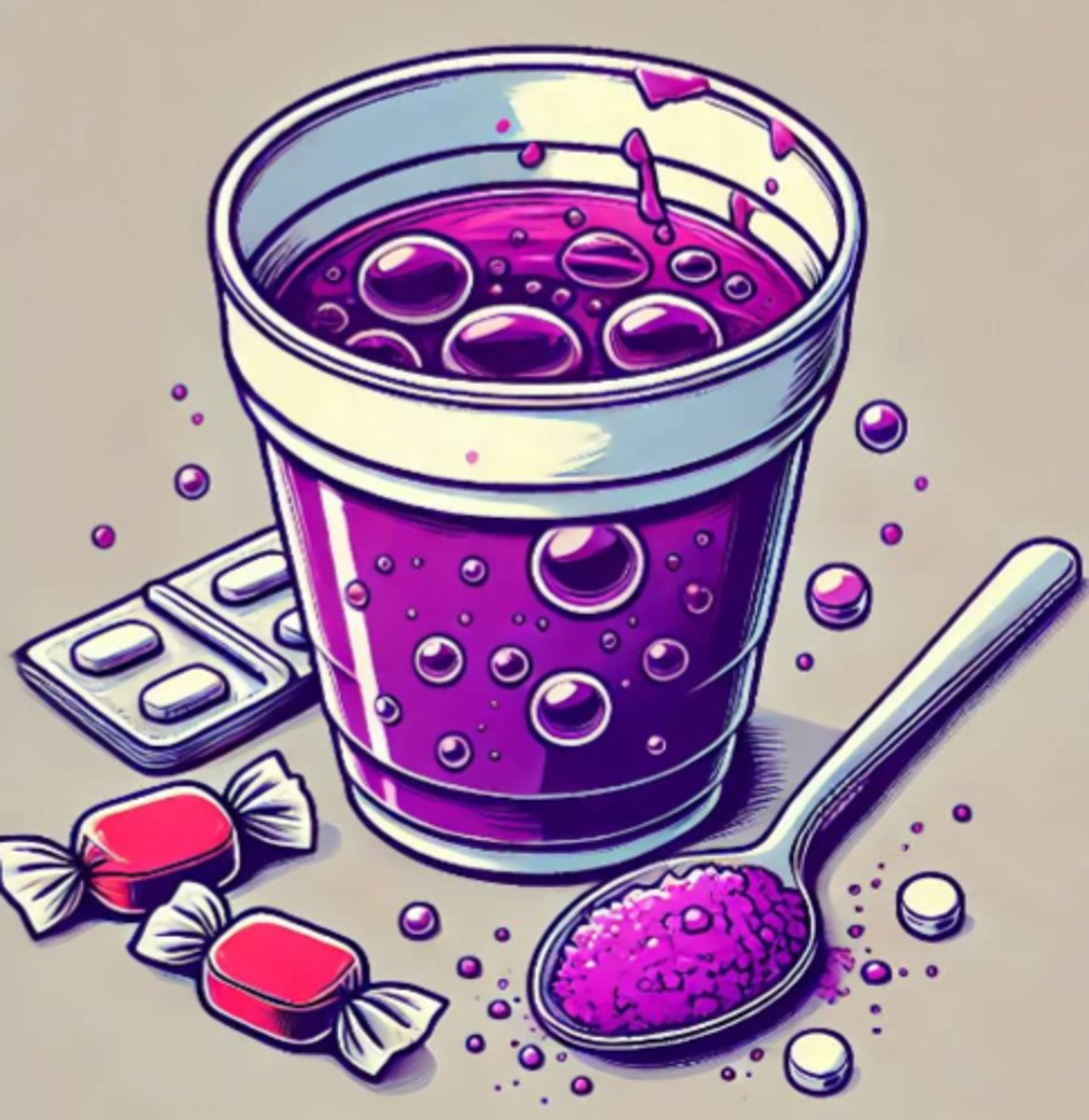 <p>- opioid downer</p><p>- combo: Codeine + soda/hard candy</p>