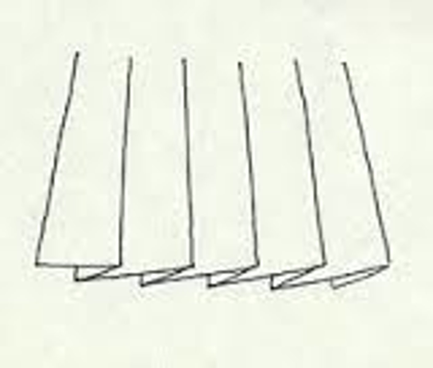 <p>folds of the fabric over in one direction facing the same way</p>