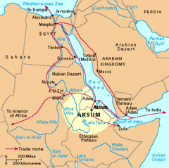 African kingdom centered in Ethiopia that became an early and lasting center of Coptic Christianity