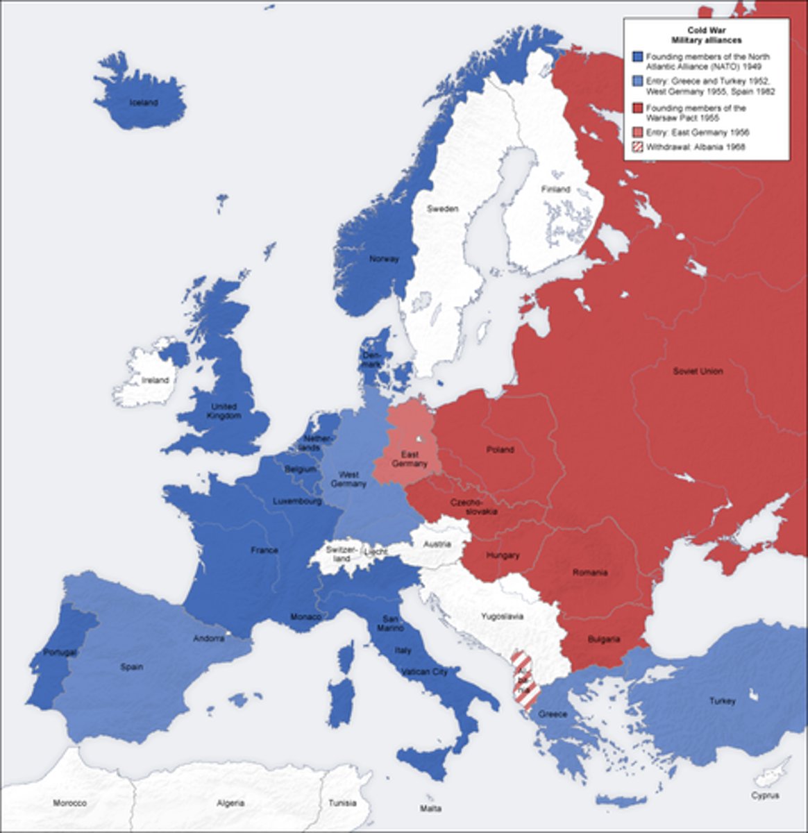 <p>Military alliance formed to counter Soviet expansion; also known as NATO</p>