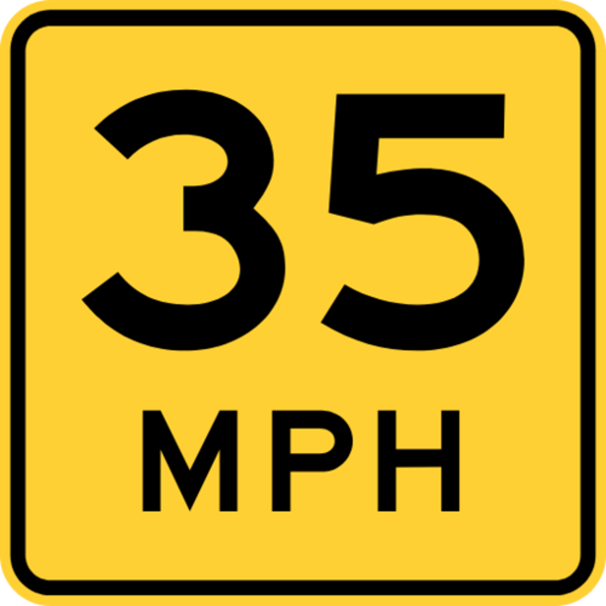 <p>The recommended speed limit is 35 mph</p>