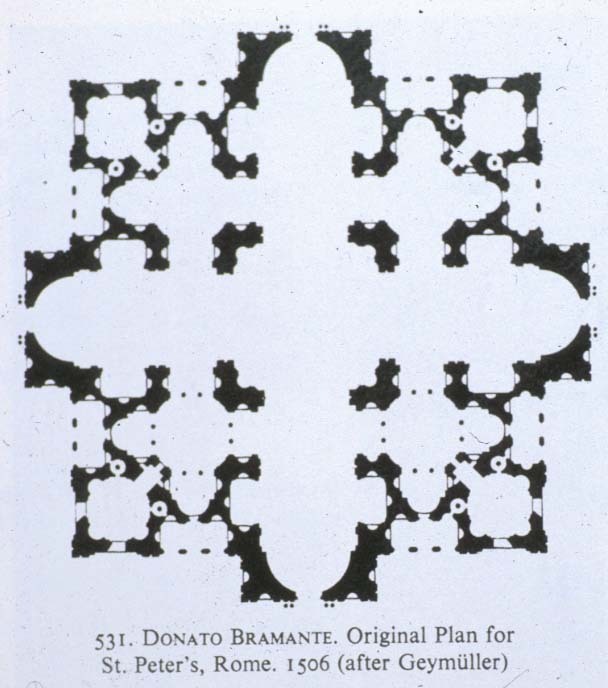 <ul><li><p>Donato Bramante </p></li><li><p>Vatican </p></li><li><p>1505</p></li></ul><p></p>