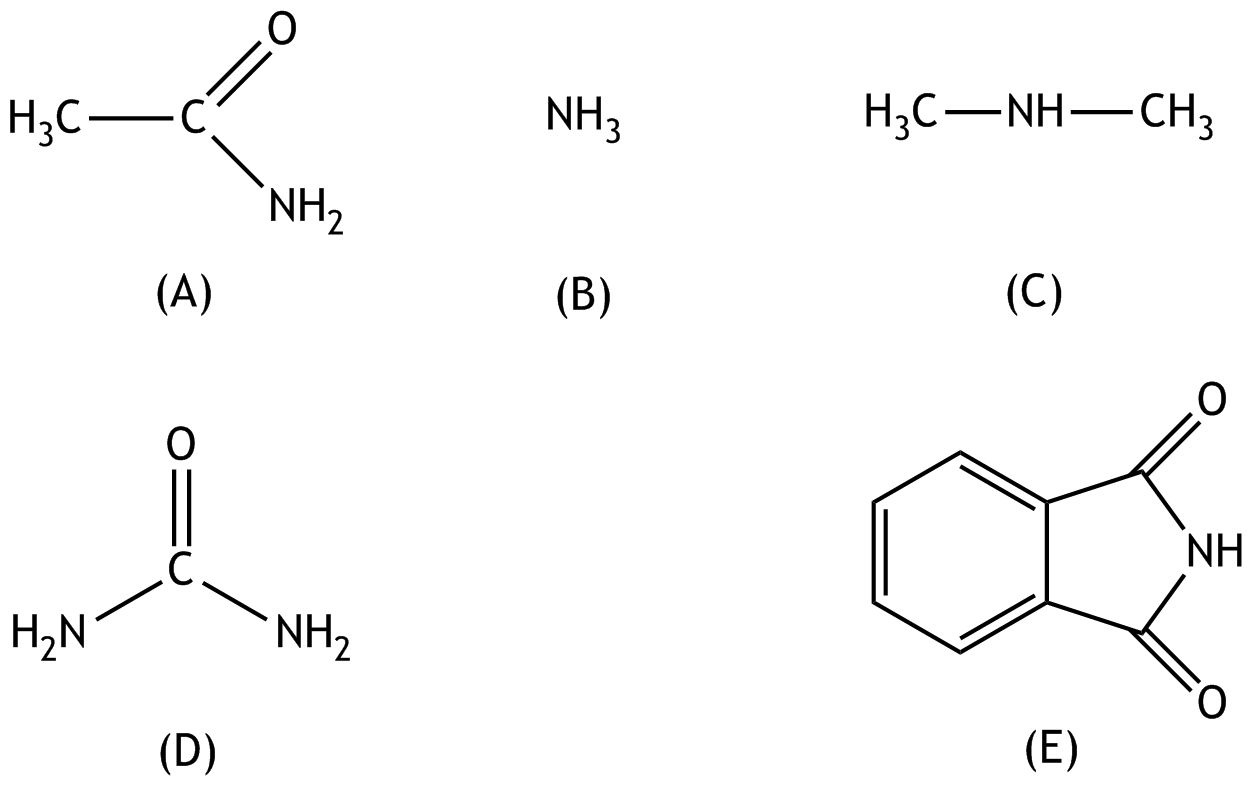 <p>17. For which of the following compounds is protonation of the nitrogen atom in aqueous solution most likely?</p>
