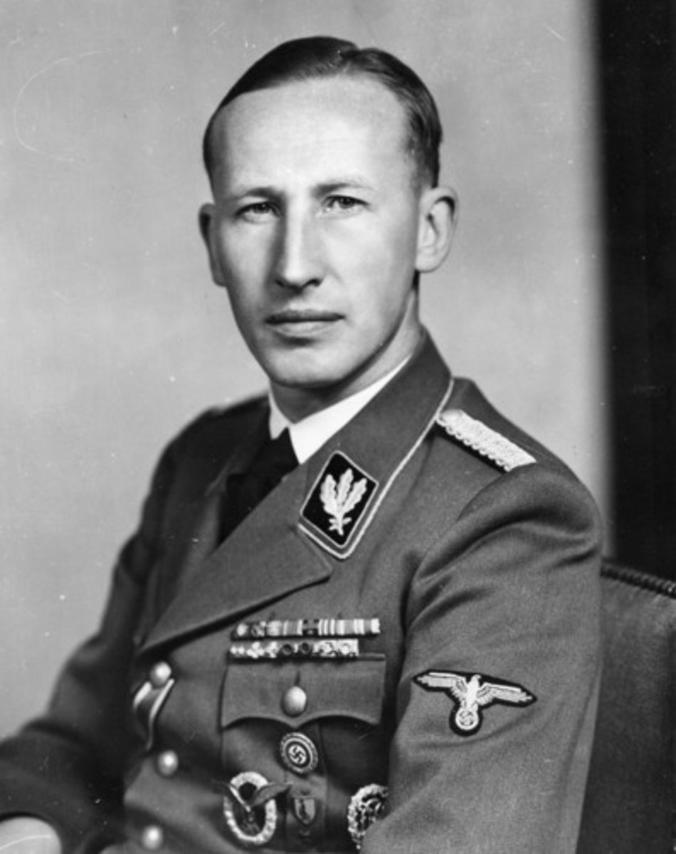 <p>Leading member of Nazi party</p><p>Protege of Himmler</p><p>- Head of the RSHD, Head of the Gestapo, Head of the SD</p><p>- Often considered 'the darkest figure in the Nazi regime'</p><p>- Key role in the Holocaust</p><p>- Assassinated in 1942</p>