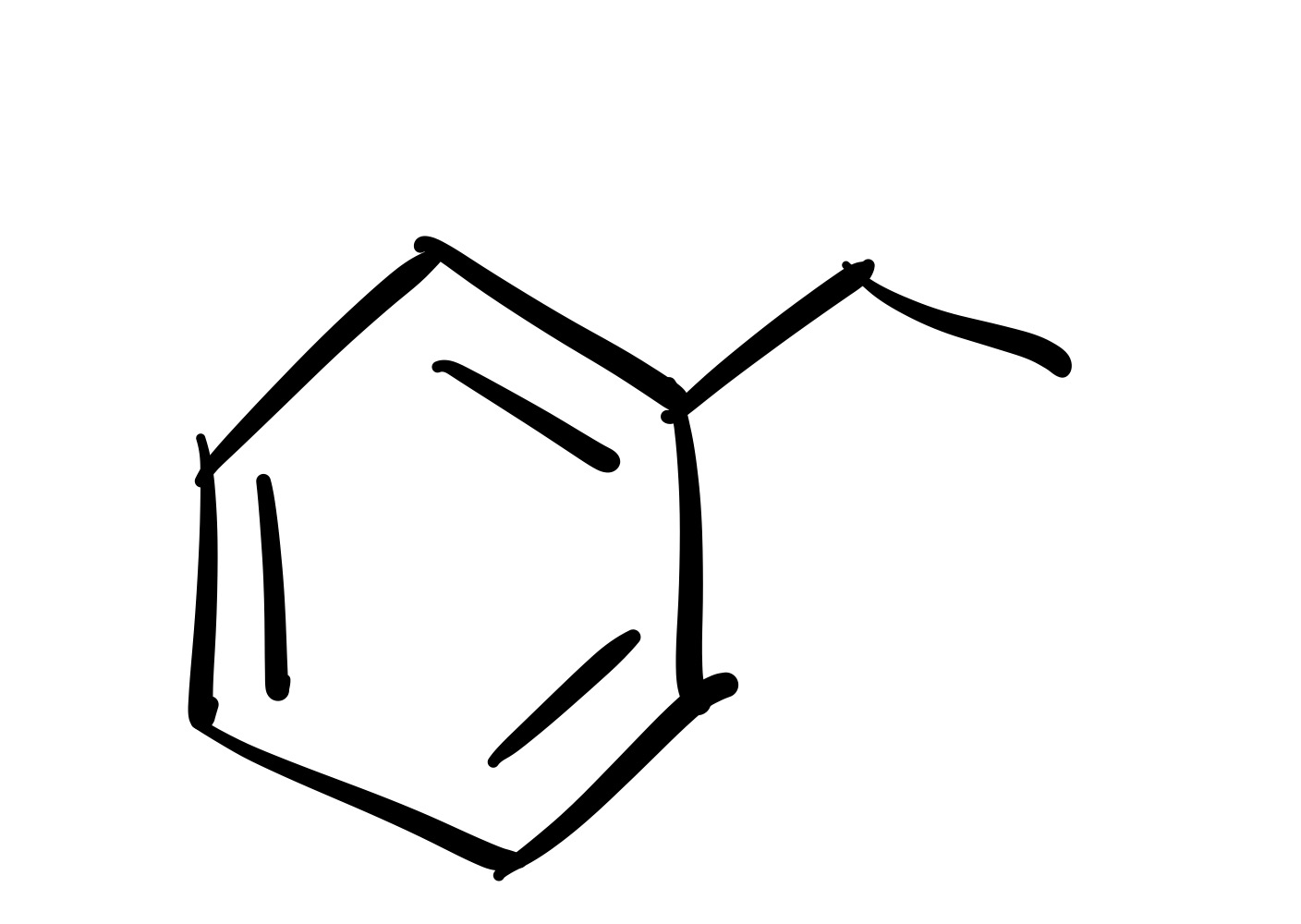 <p>The Cl leaves the carbon chain, and the carbon chain attaches to the cyclohexane </p>