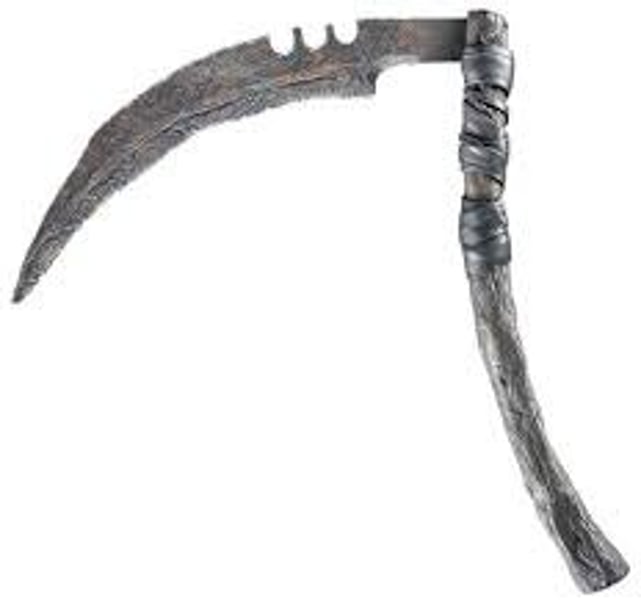 <p>a tool with a long handle and a slightly curved blade (= sharp metal cutting edge), held in two hands and used for cutting long grass, etc.</p>