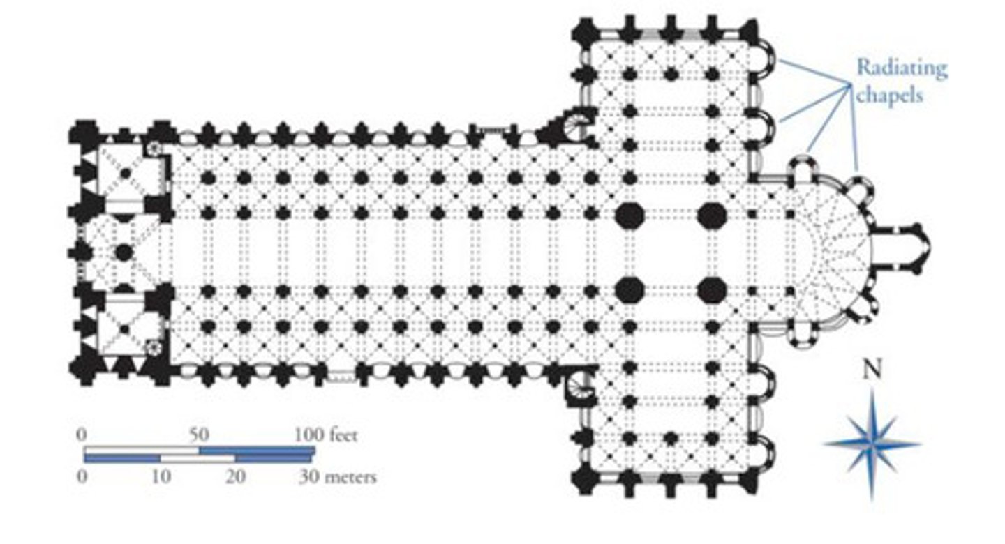 <p>In medieval churches, chapels for the display of relics that opened directly onto the ambulatory and the transept.</p>