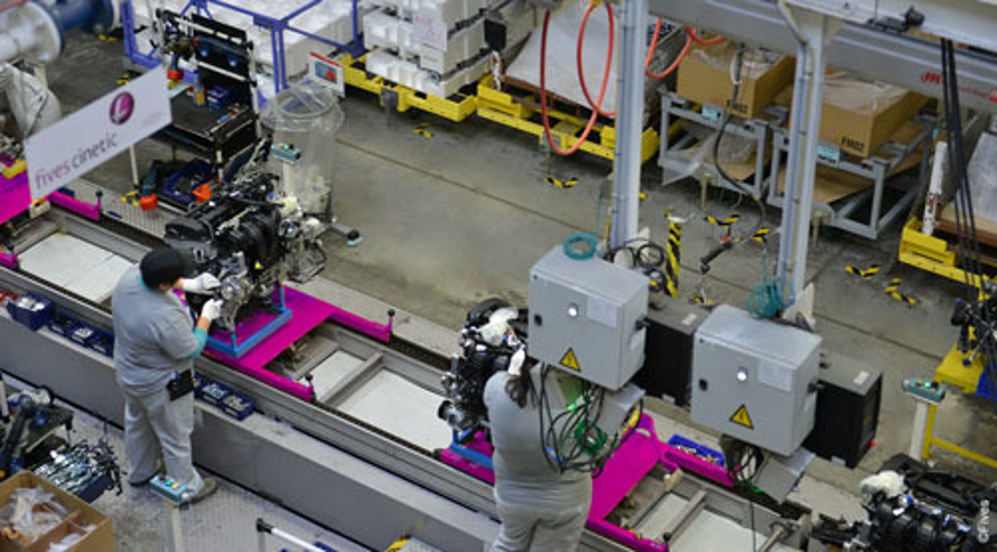 <p>comprised of machinery and equipment arranged in a sequence with components added to the good as it proceeds through each step, with the process controlled by computers</p>