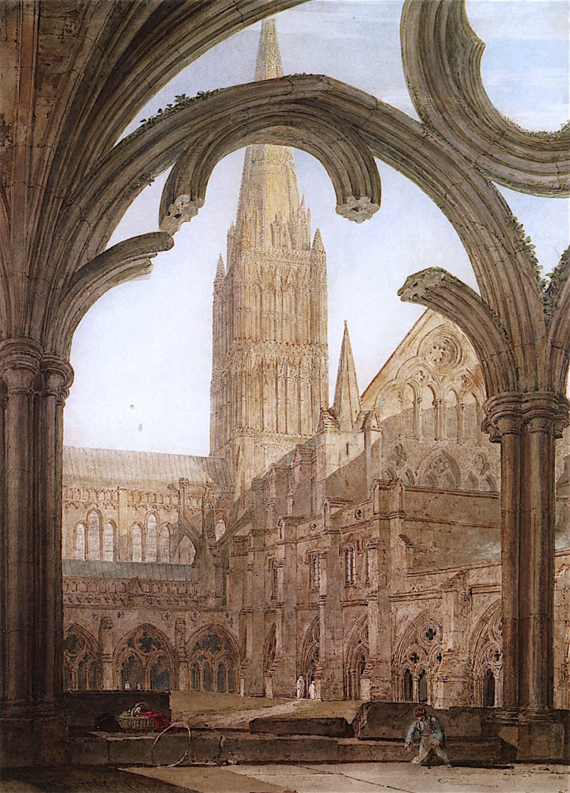 <p>What style was Turner, Salisbury Cathedral from the Cloister, 1802 painted in?</p>