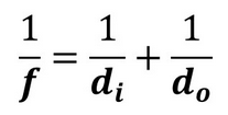 <p>1/f = 1/do + 1/di</p>