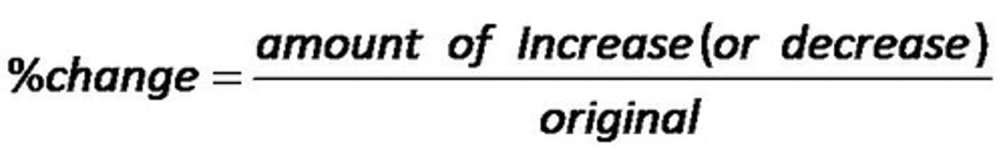 <p>Percentage change equals the change in value divided by the absolute value of the original value, multiplied by 100.</p>