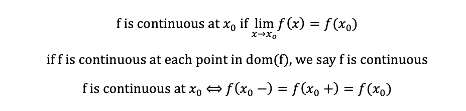 <p><span><span>the limit must equal the function's value</span></span></p>