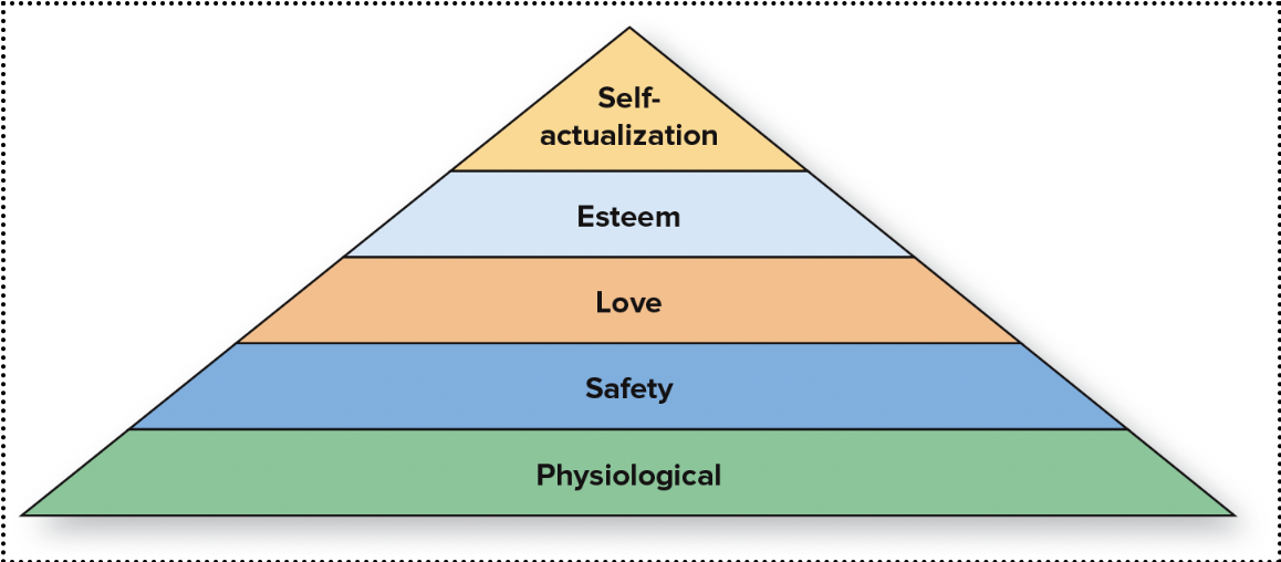 <p>theorizes that people are motivated by five levels of needs:</p><ol><li><p>physiological need (most basic need)</p></li><li><p>safety need</p></li><li><p>love need</p></li><li><p>esteem need</p></li><li><p>self-actualization need (highest level)</p></li></ol>