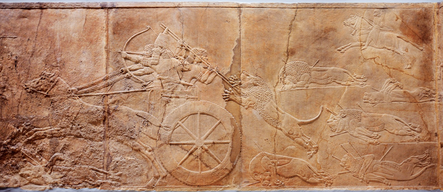 <p><strong>Ashurbanipal hunting lions</strong></p>