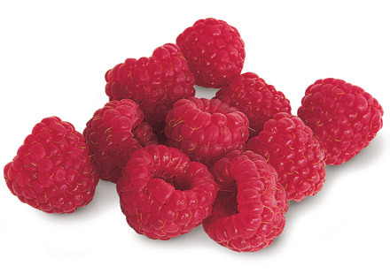small, red fruits with a hollow inside as if they are forming a cup. They are red - vivid red on the outside with little round "sections". They have a "fuzzy" kind of texture on the outside as well.