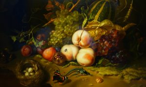 <p><strong>Fruit and Insects</strong></p><p>Rachel Ruysch</p><p>Baroque</p><p>1711</p><p>Oil on wood</p>
